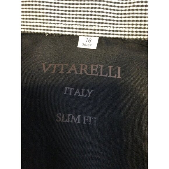 Vitarelli Mens Slim Fit Button-Up Dress Shirt Long Sleeves Collared Black Size 1 - Picture 6 of 8